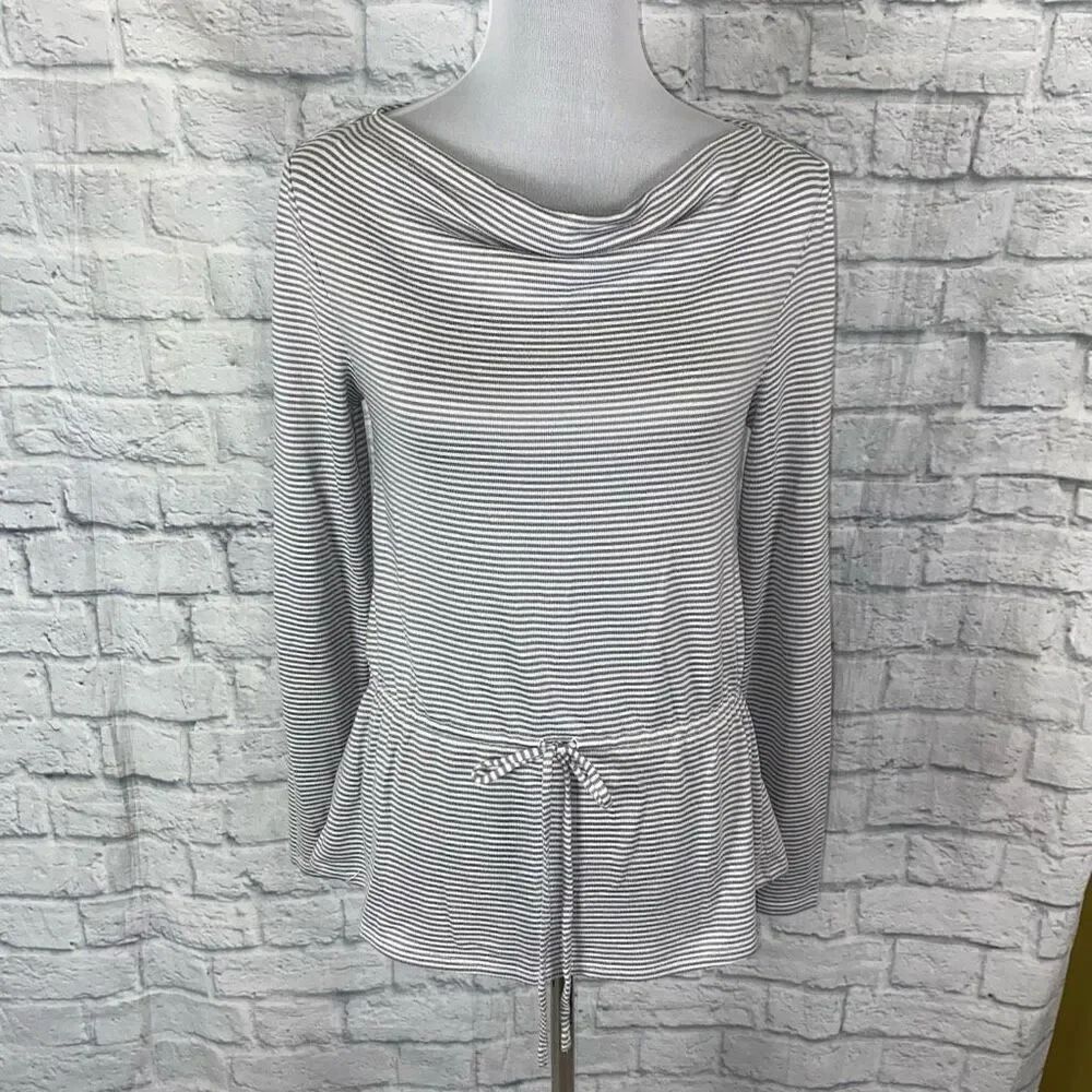 White House black market women S drape boatneck Longsleeve stripe shirt